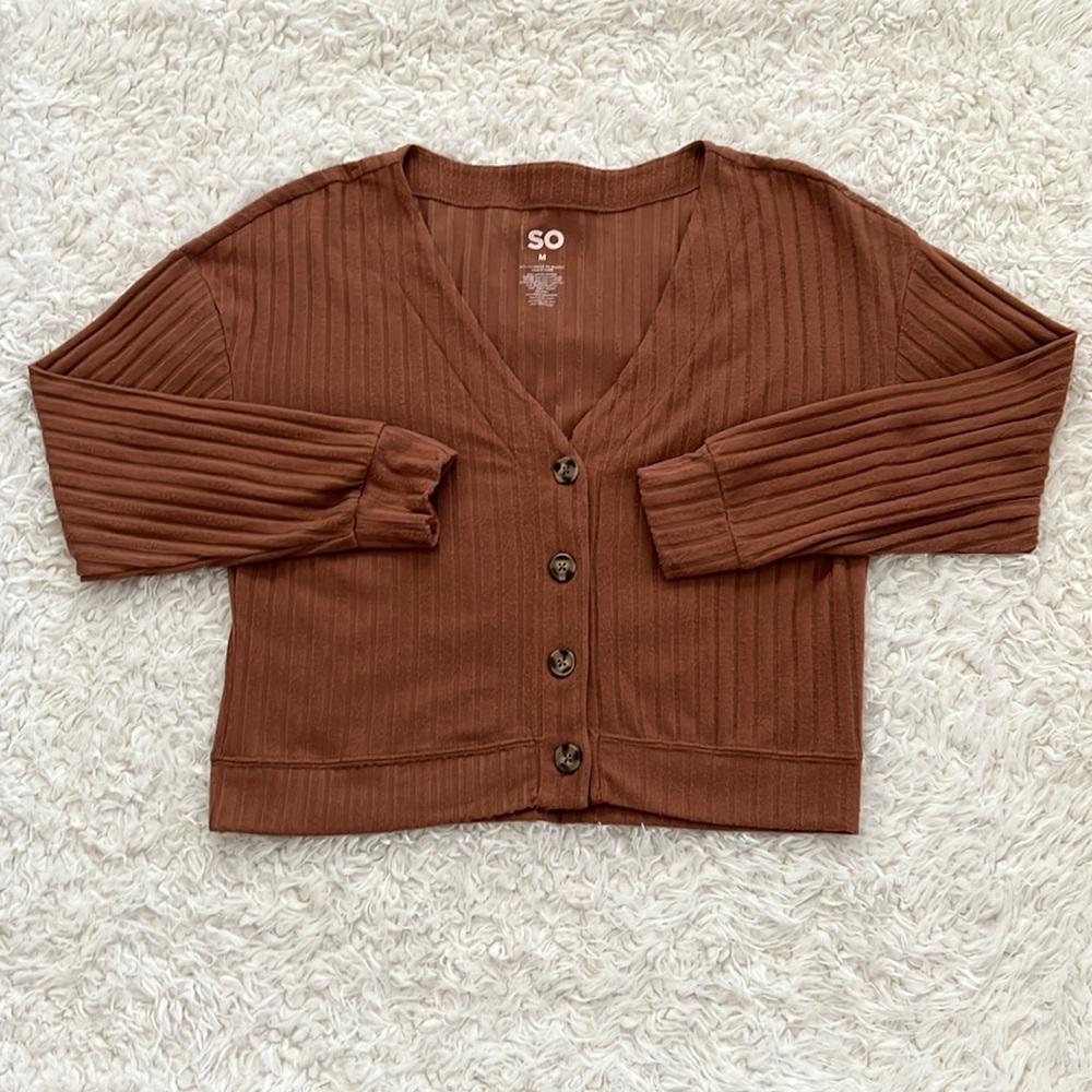 SO Brown Sweater Long Sleeve Size Medium - Picture 5 of 8